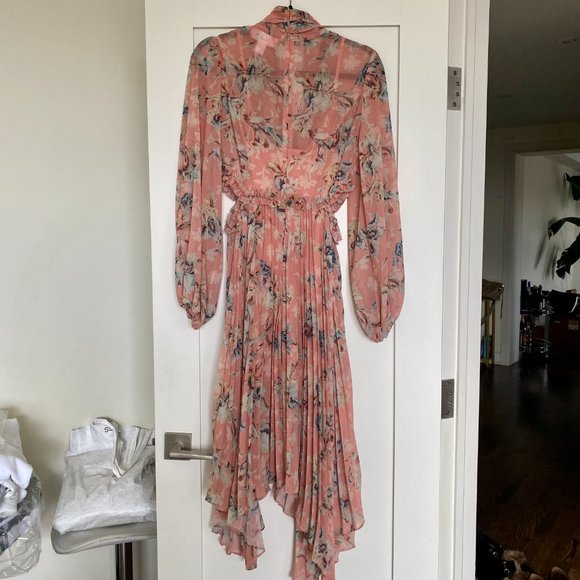 Keepsake The Label Women's Unravel Long Sleeve Tie Neck Pleated Midi Dress - Picture 8 of 8